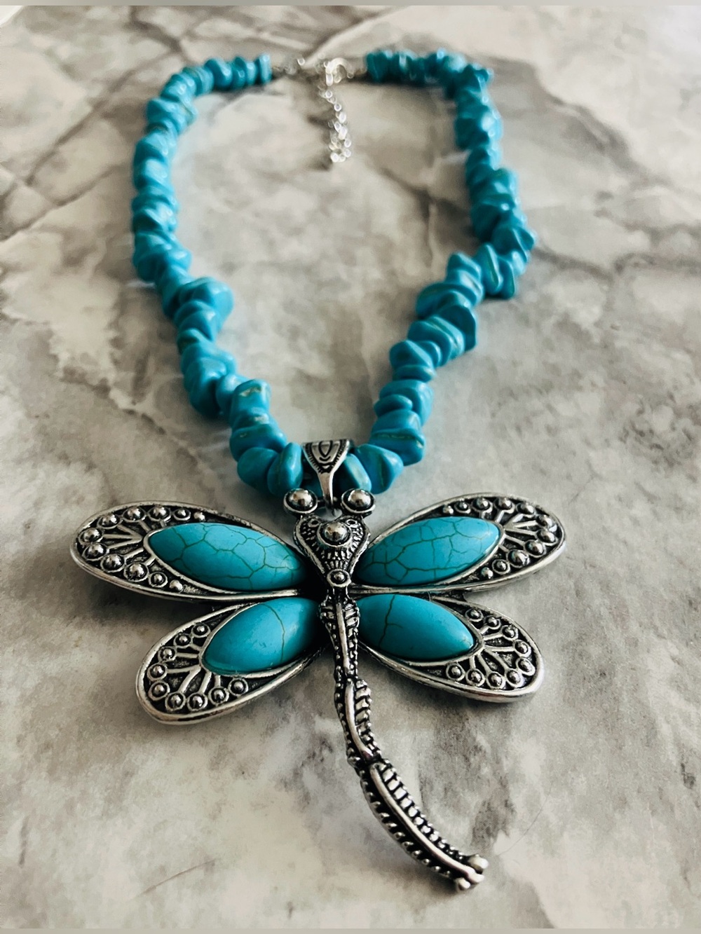 Turquoise Dragonfly Pendant Necklace - Women Jewelry